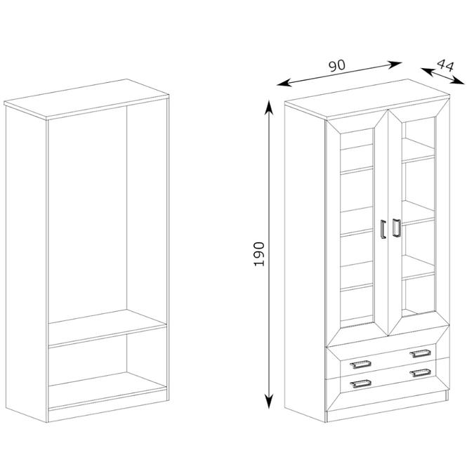 Vitrine Tadeusz 90cm Eiche Lefkas