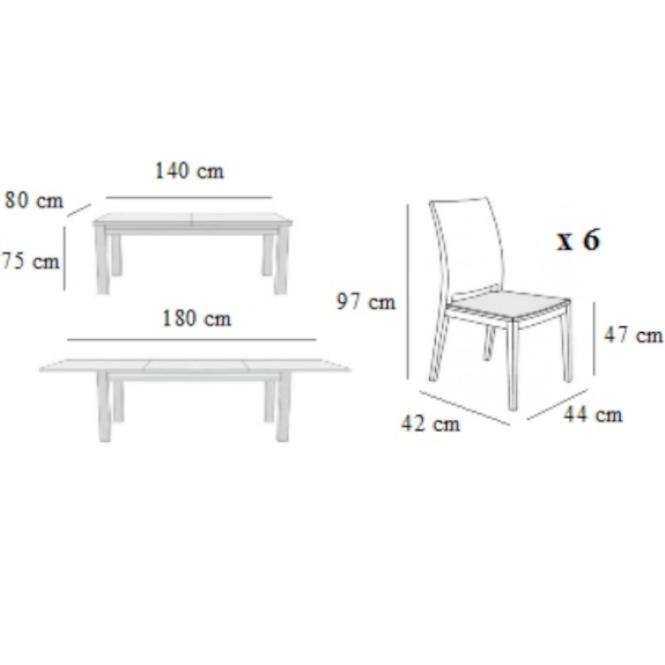 Esszimmer Set Kobe 1+6 st28 140/80+40l d.Sonoma w74