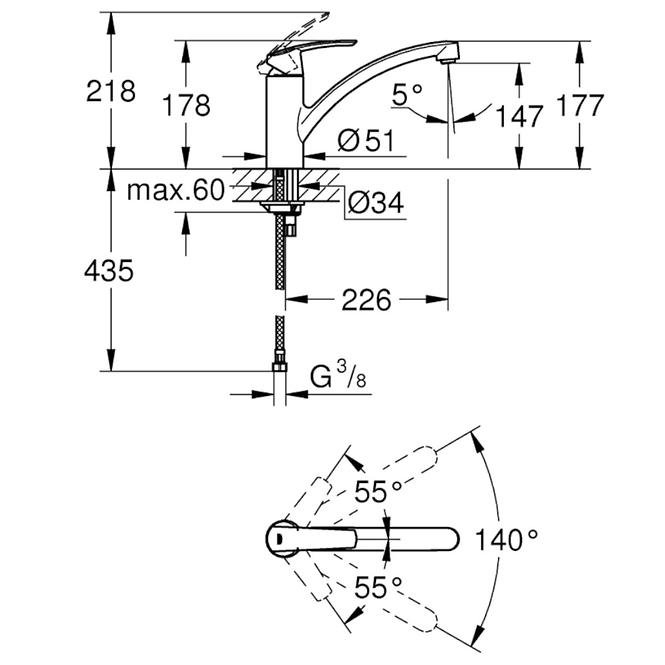32441001 Start New Grohe Waschbeckenarmatur Stehend