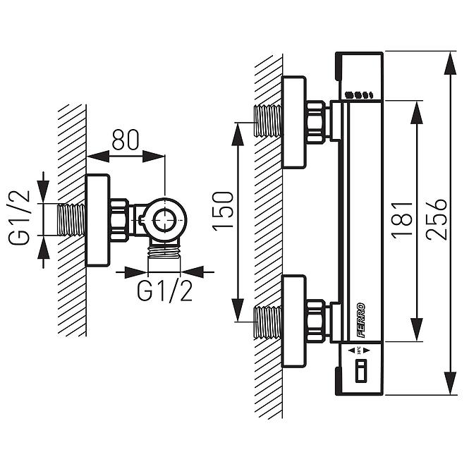 Trm7 Trinity Thermostatische  Duscharmatur Wand