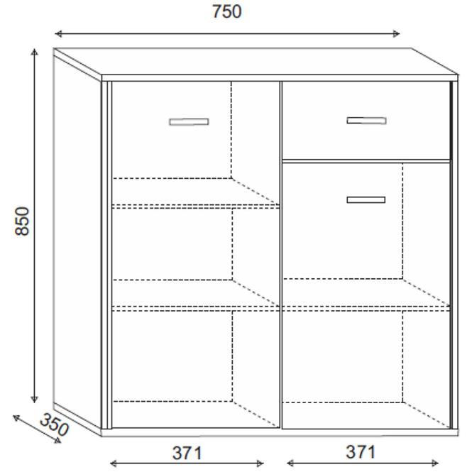 Kommode Jacob 75cm Weiß/ Beton