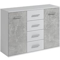 Kommode Jacob 112cm Weiß/ Beton 