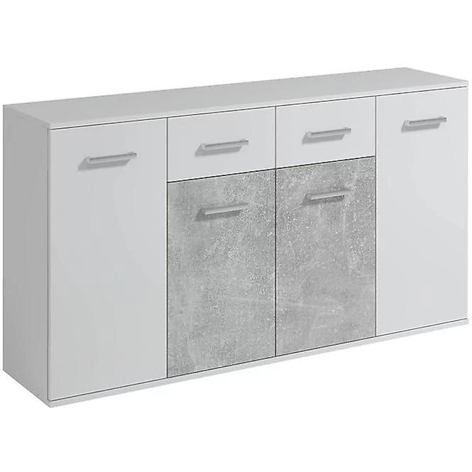 Kommode Jacob 150cm Weiß/ Beton