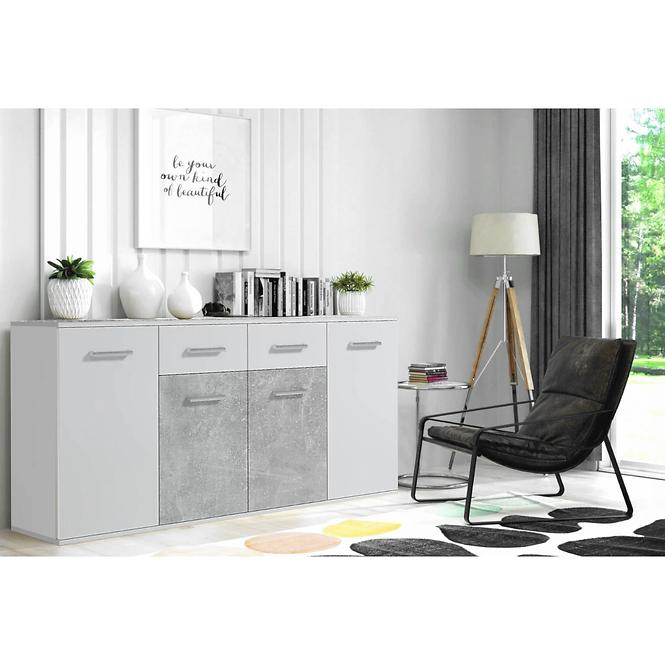 Kommode Jacob 150cm Weiß/ Beton