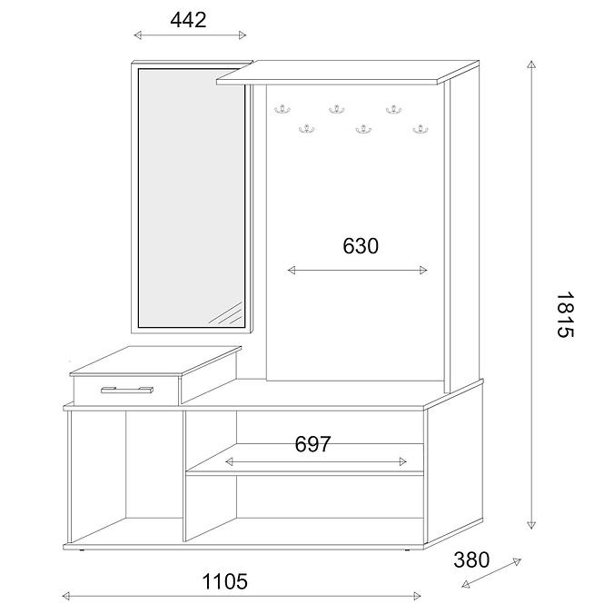 Garderobe Gerber country grey 110 cm