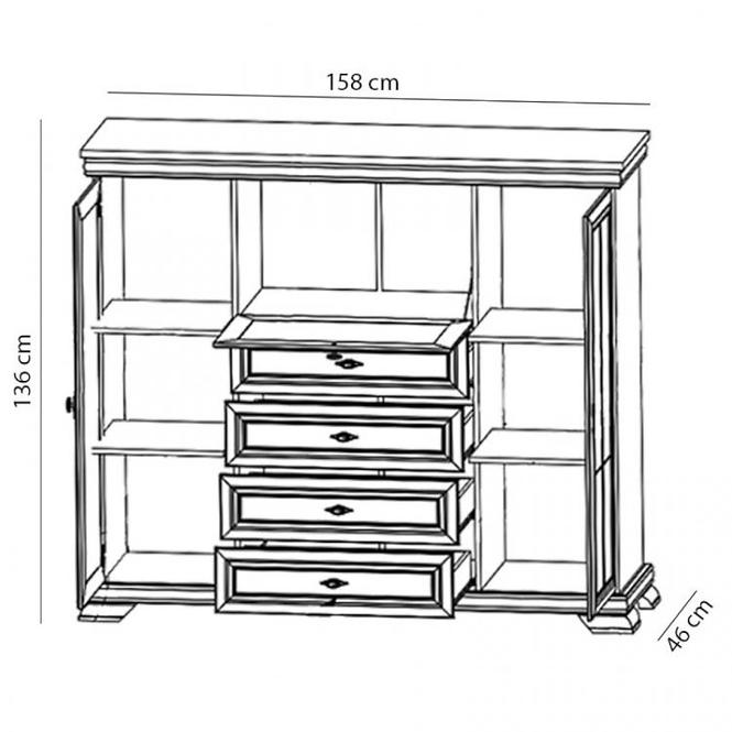 Vitrine  Kora 158cm Weiß, KK7