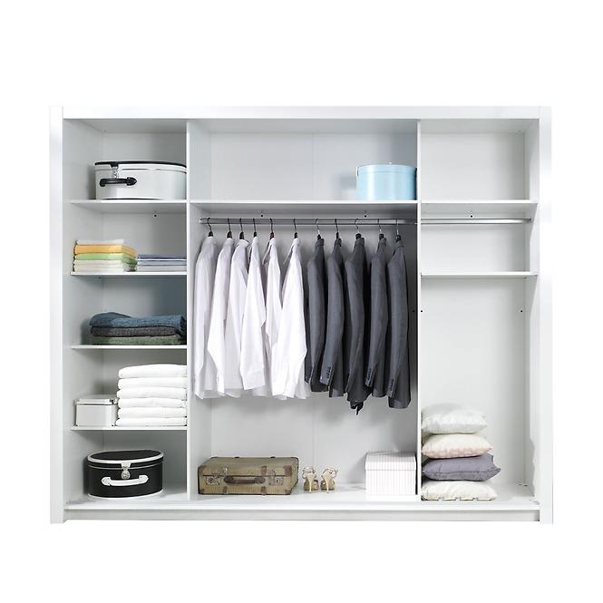 Schrank Panarea 258cm Weiß/Weiß Glanz