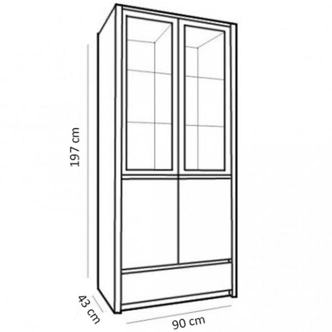Vitrine Montana 90cm  Eiche Trüffel, W2D,2