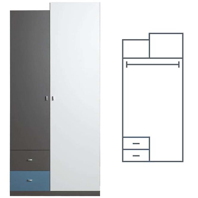 Schrank Tablo 90cm Weiß/Atlantic