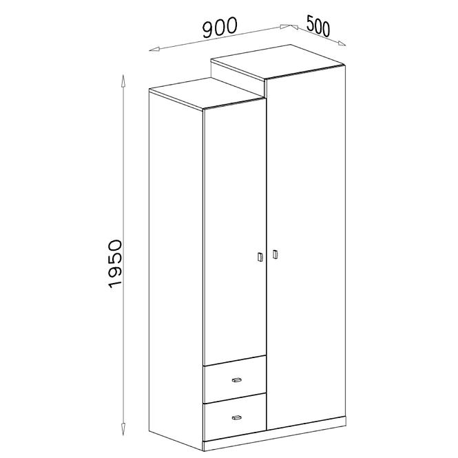 Schrank Tablo 90cm Weiß/Atlantic