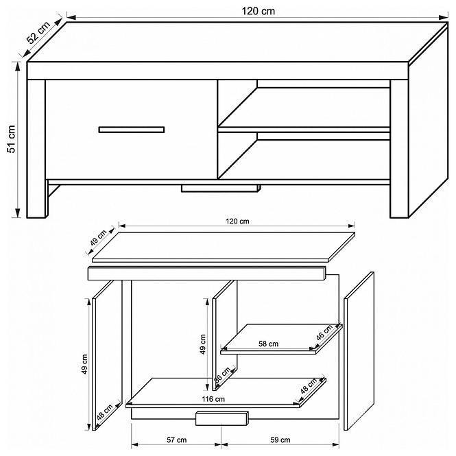 TV Tisch Cezar 120cm Eiche Sonoma