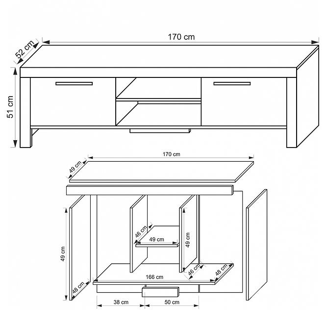TV Tisch Cezar 170cm Eiche Sonoma