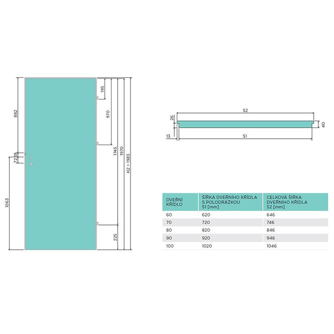 Innentür Dallas 4*4 60L Eiche