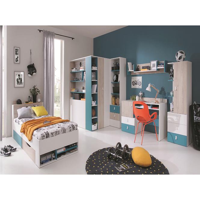 Regal Planet 60cm Weiß/Eiche/Türkis  