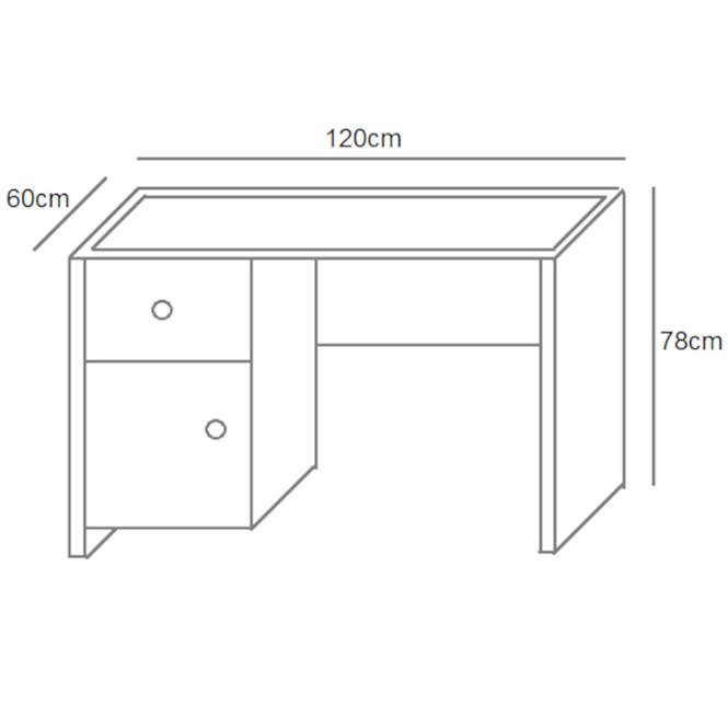 Schreibtisch Berg 120cm Crem/Eiche Gold