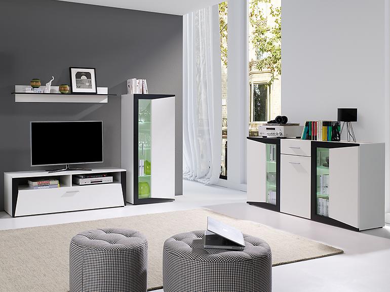 Tv Tisch Piano 140cm Weiß/Schwarz