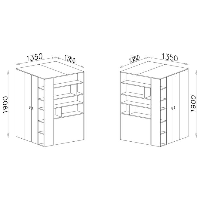 Schrank Planet 135cm Weiß/Eiche/Türkis