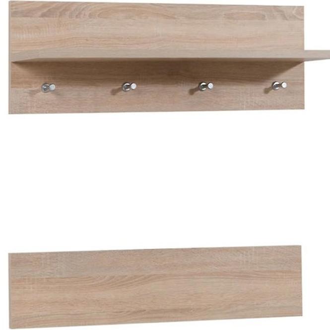 Hit h04  Wandgarderobe mit 4 Haken + Regal weiß