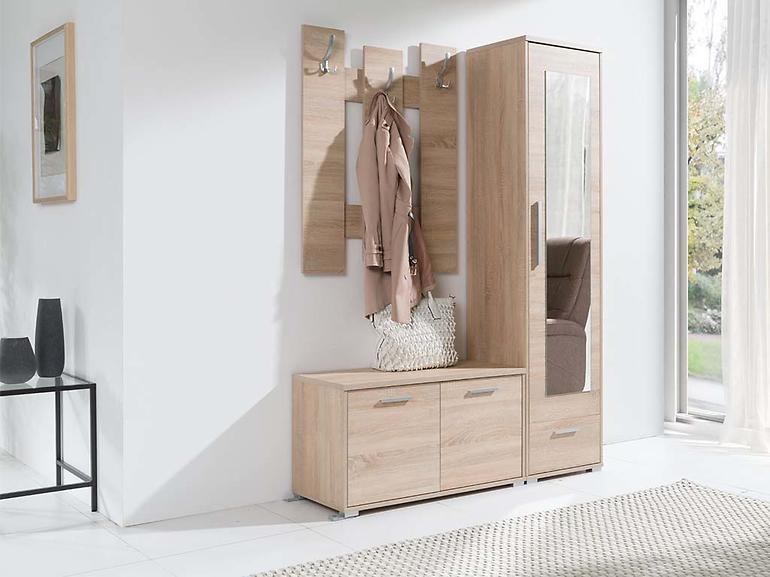 Hit h04  Wandgarderobe mit 4 Haken + Regal weiß