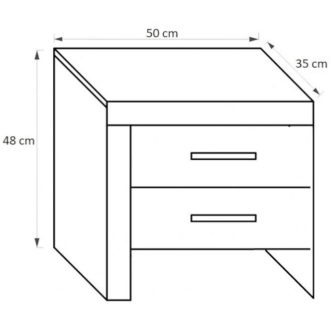 Nachttisch Cezar 50cm Milano/Weiß, Links