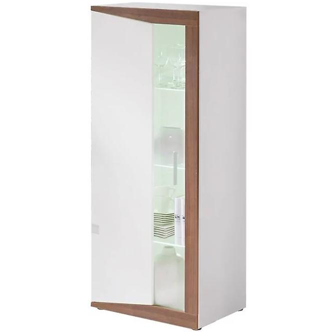 Vitrine Piano Klein 60cm Led Weiß/Nuss Links