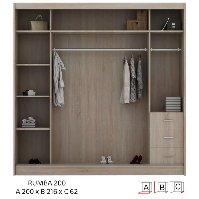 Schrank Mit Spiegel Rumba 200cm Schwarz