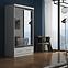 Schrank Margo 120cm Eiche Weiß Mat/Grau + Spiegel,3