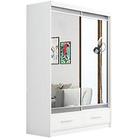 Schrank Margo 150cm Eiche Weiß Mat/Grau+ Spiegel