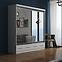 Schrank Margo 200cm Eiche Weiß Mat/Grau+ Spiegel