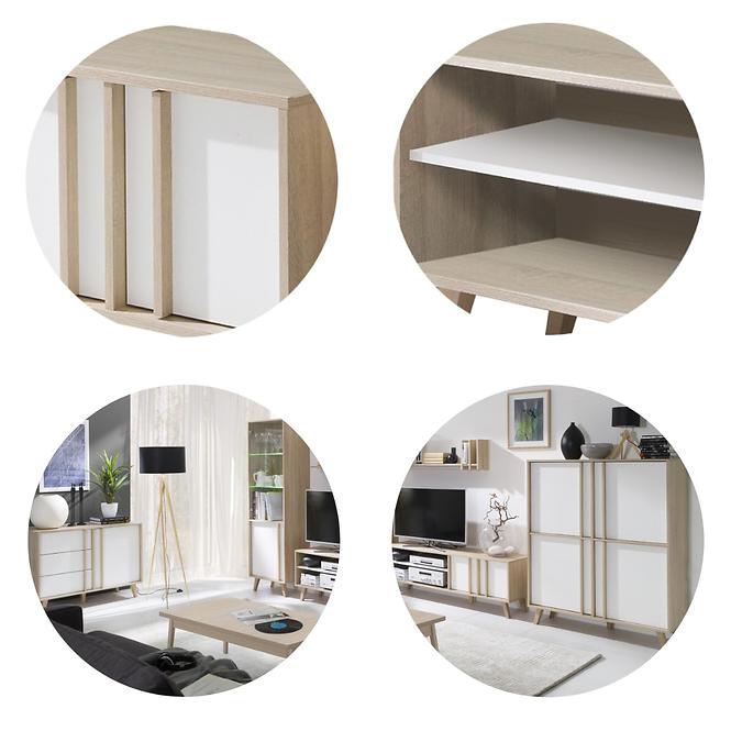 Kommode Malmo 165cm Eiche Sonoma/Weiß