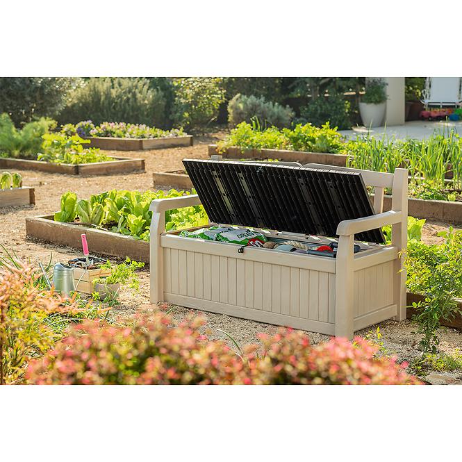 Gartenbank Eden mit Kasten beige