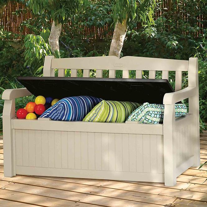 Gartenbank Eden mit Kasten beige