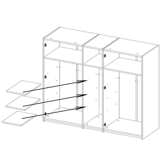 Schrank Nicea 226cm Weiß/Eiche Wotan