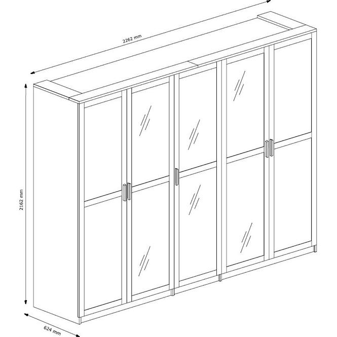 Schrank Nicea 226cm Weiß/Eiche Wotan