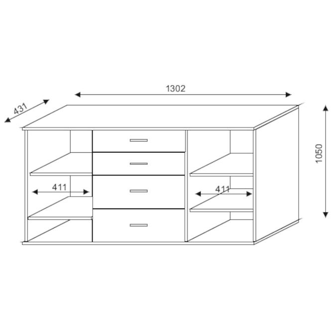 Kommode Malmo 130cm Eiche Sonoma 