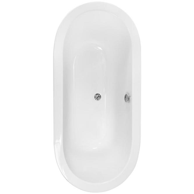 Freistehende Badewanne Victoria 160/75 weiß/schwarz Siphon + Automat