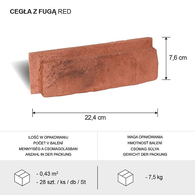 Gipsstein Ziegel mit Fuge rot 0,43m2