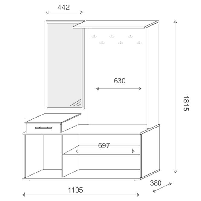 Garderobe Gerber Eiche Sonoma 110 cm