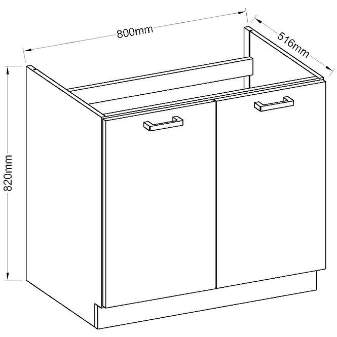 Küchenzeile Eko White 80zl 2f Bb