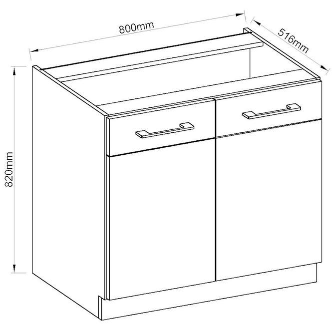 Küchenzeile Vigo Weiß Hg 80d 2f Bb