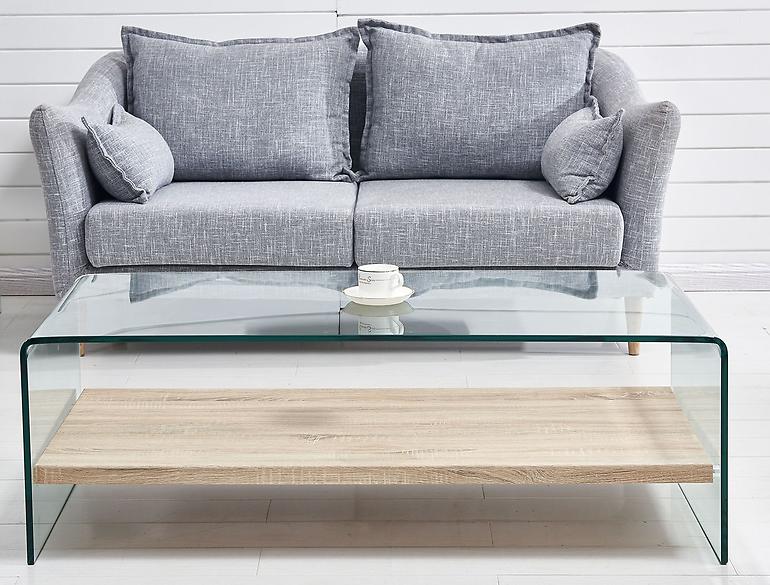 Couchtisch Claus 110cm Glass/Eiche