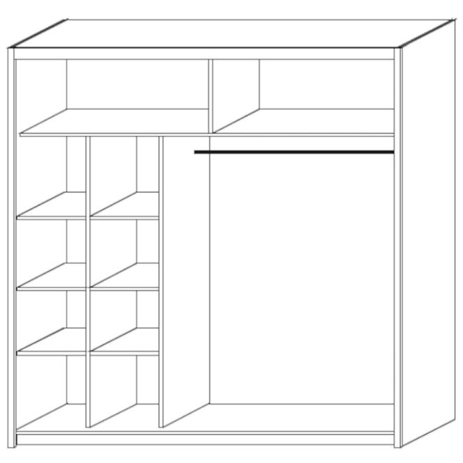 Schrank Ola 200cm Weiß/Spiegel