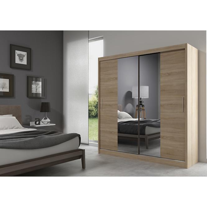Schrank Ola 200cm Eiche Sonoma, Spiegel