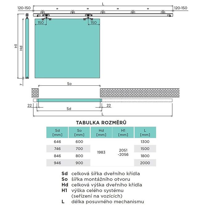 Schiebetür Standard 01 60L Eiche silber