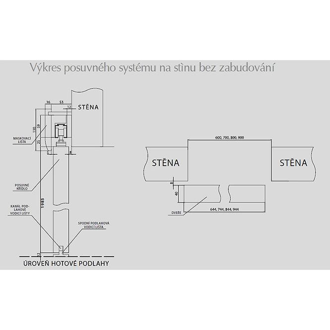 Schiebetür Trio 3*3 60R Eiche Sonoma