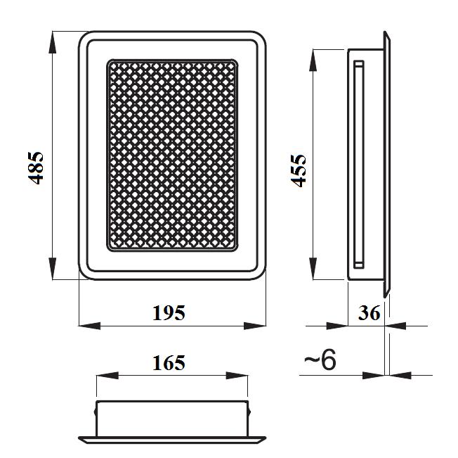 Kamingitter K5-ML-MO Messing 195x485