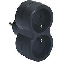 Mehrfachsteckdosen-Adapter 2X2P+Z vertikal schwarz