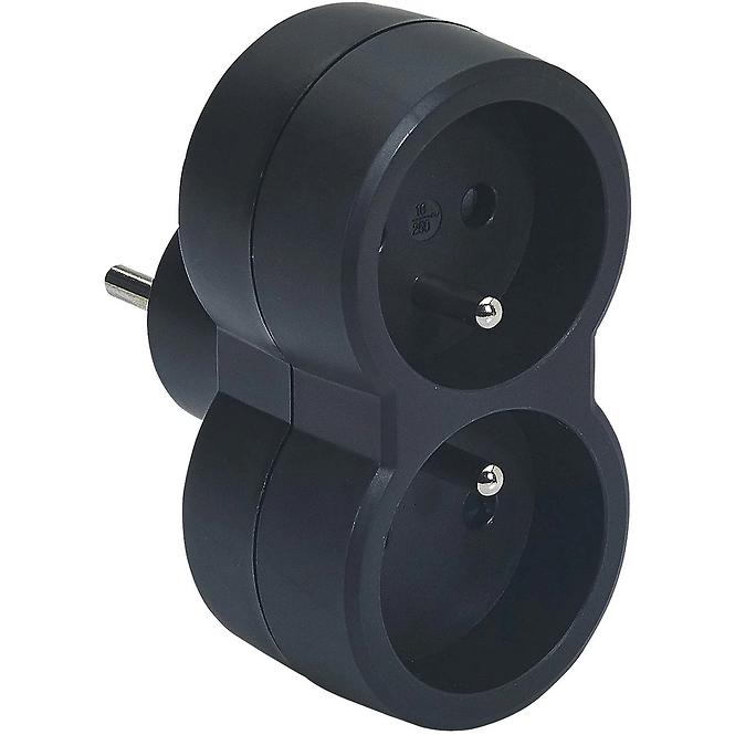 Mehrfachsteckdosen-Adapter 2X2P+Z vertikal schwarz