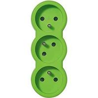Mehrfachsteckdosen-Adapter 3X2P+Z weiß-grün Ebene
