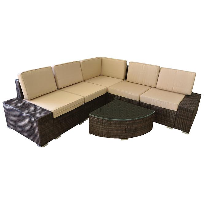 Garten ecksofa Roma braun-beige